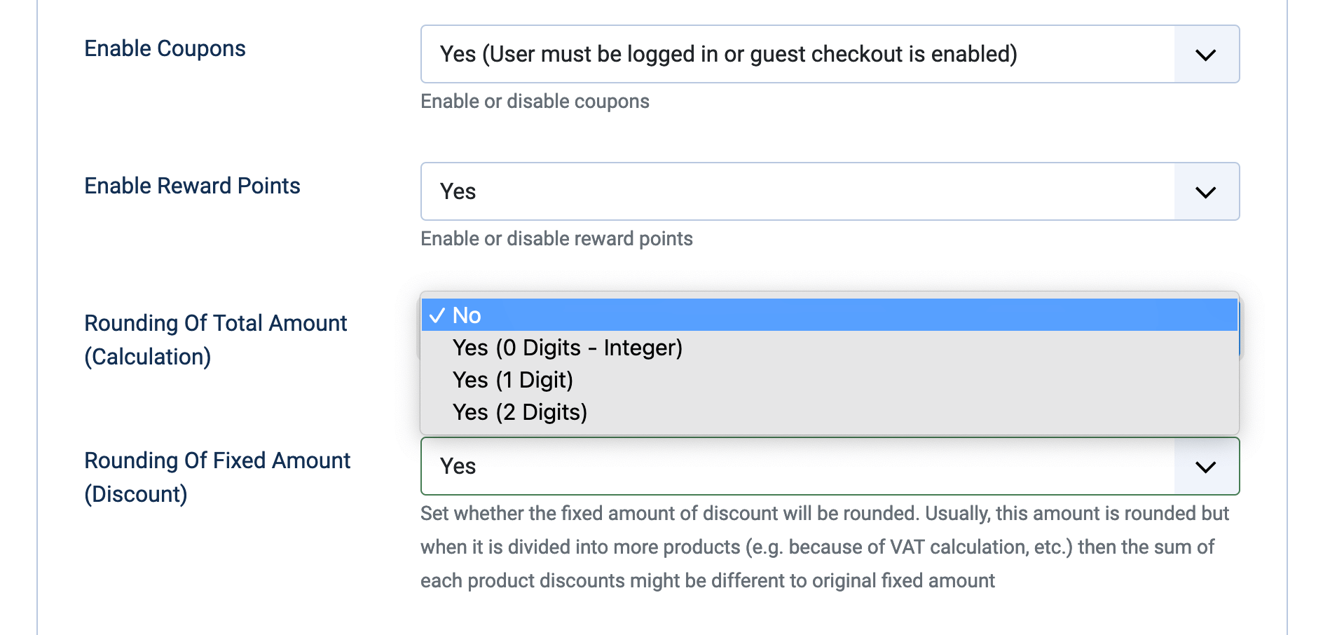 Rounding Of Total Amount (Calculation) - Нет